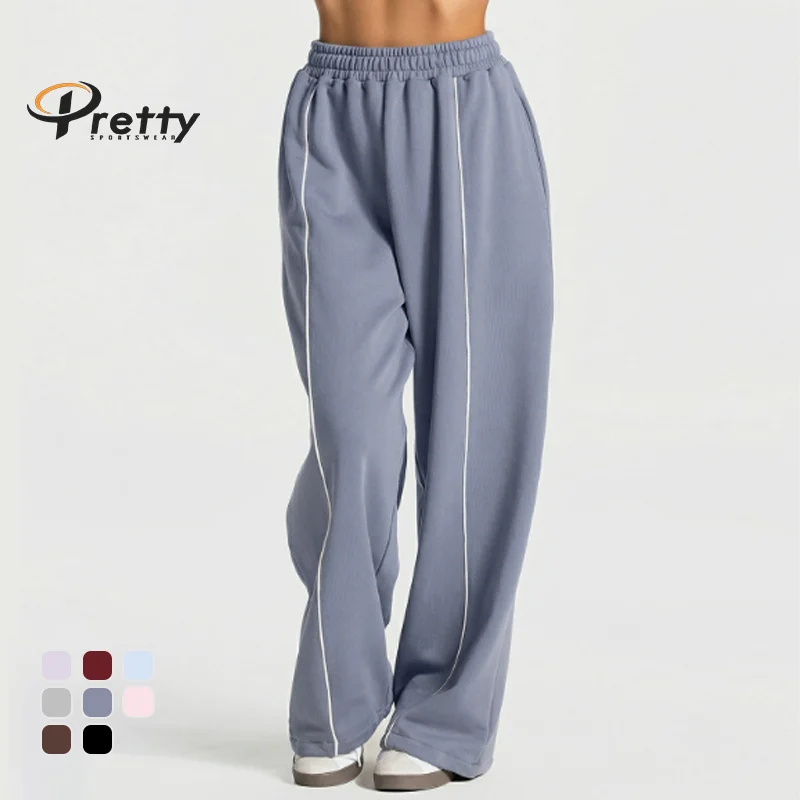 New Arrival Women's Yoga Pants Support Custom Logo Quick Dry Loose Straight Leg Sports Trousers Breathable for Fitness Workout