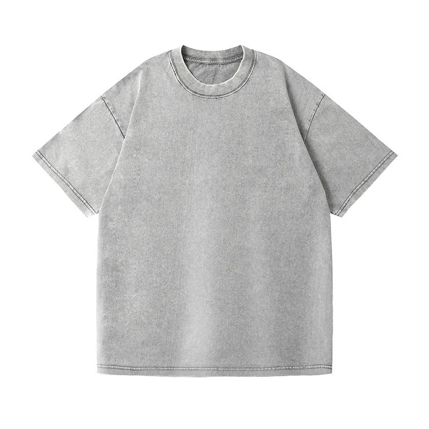 Men's 230g Vintage Retro Solid Color Short Sleeve Pure Color Custom Pattern Casual Women's Top Logo Customization