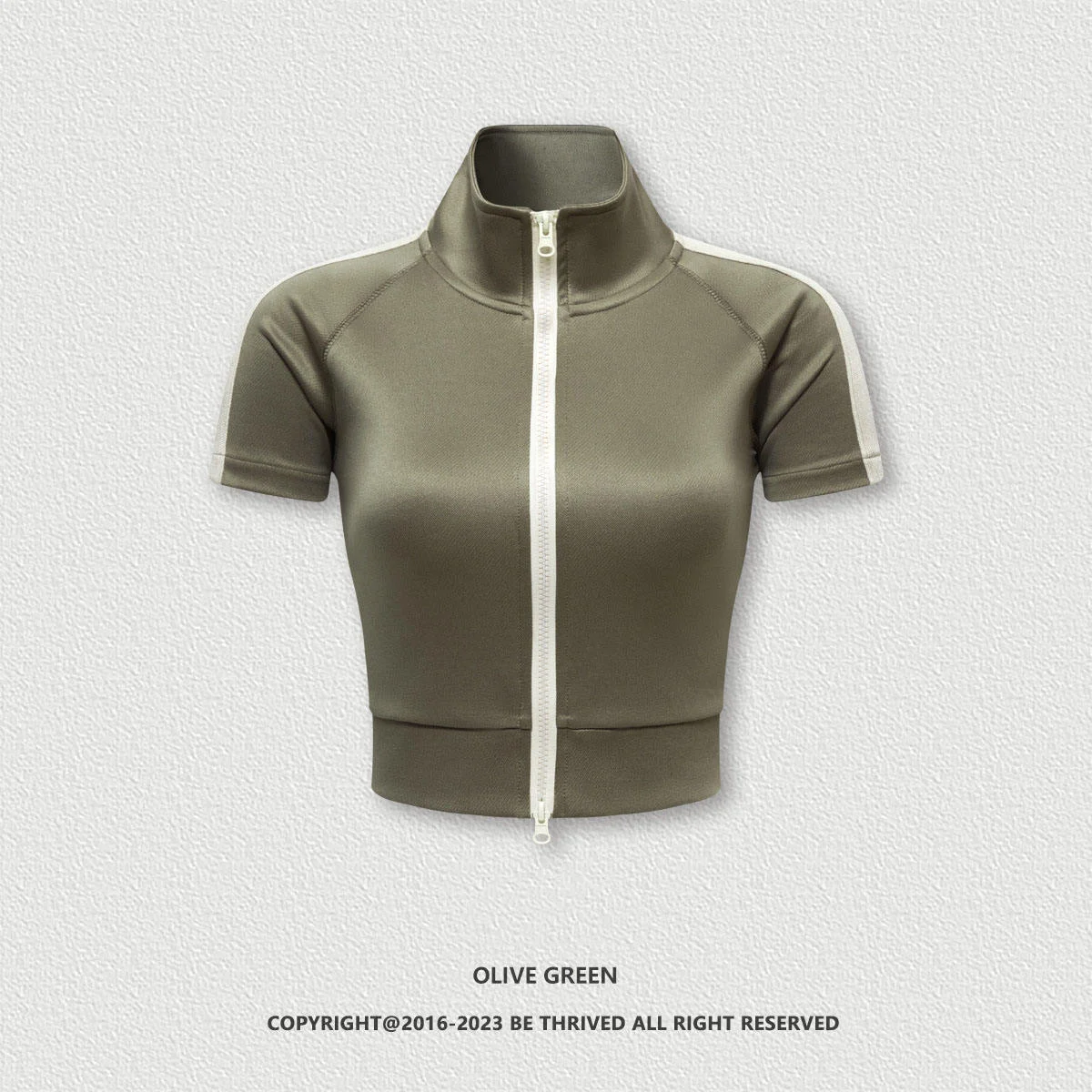 Women's Clothing Spring Summer Sports Color Block T-Shirt Women Raglan Half High Neck Hot Girl Cardigan Zipper Sports Set