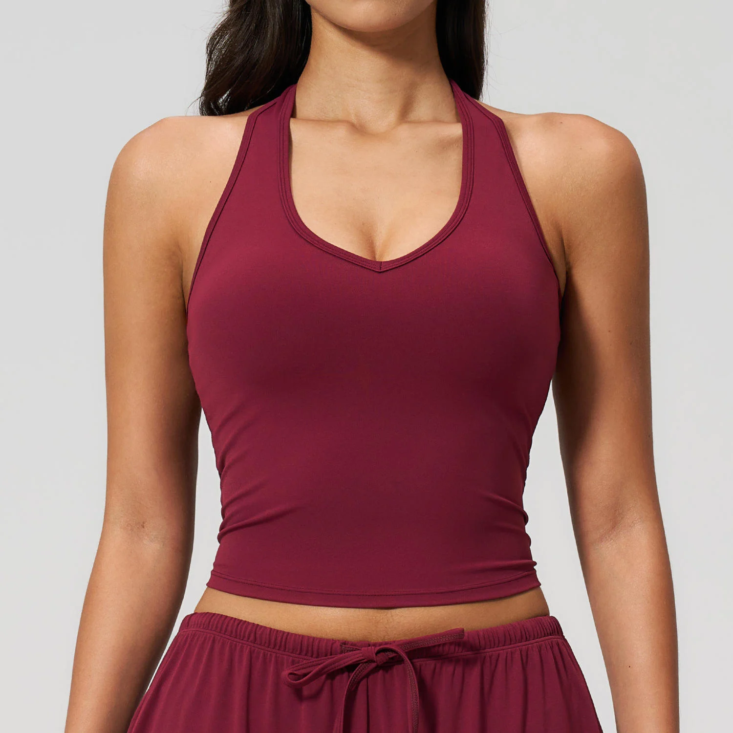 Custom Women's Gym Activewear 2-Pc Set T-Line Tank Top Drawstring Loose Pants Quick Dry Tennis Running Gym Clothing Yoga Wear