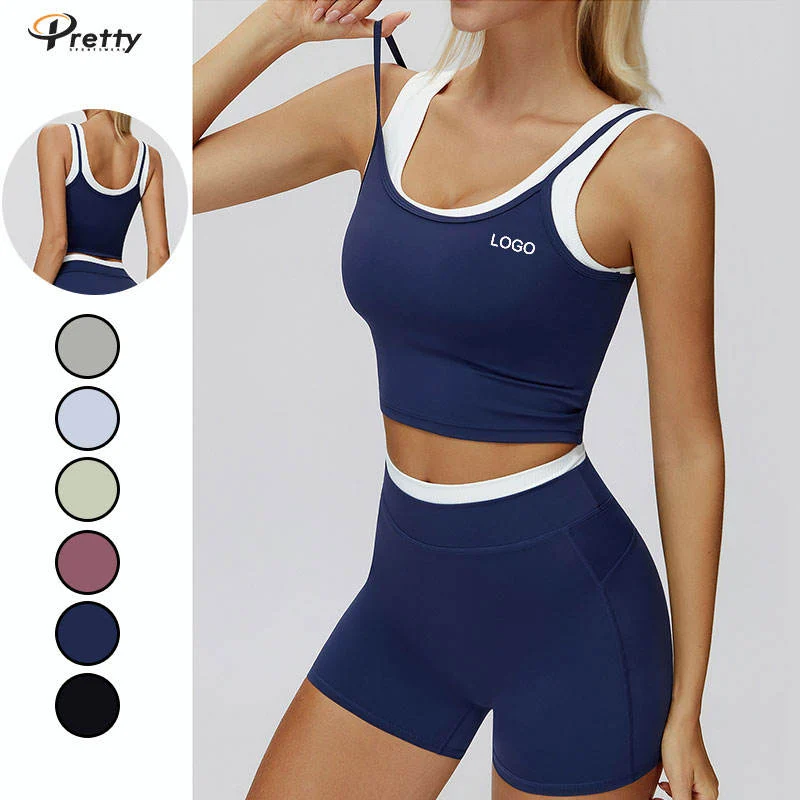 Logo Custom Hot Color Blocking Sale Yoga Women's Clothing Vest Yoga Top Workout Fitness Nylon + Spandex