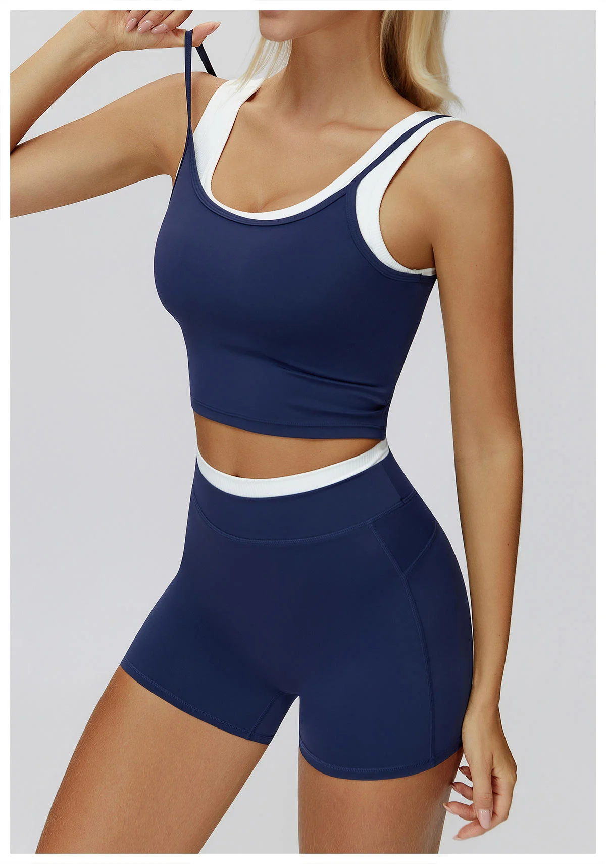  Logo Custom Hot Color Blocking Sale Yoga Women's Clothing Vest Yoga Top Workout Fitness Nylon + Spandex