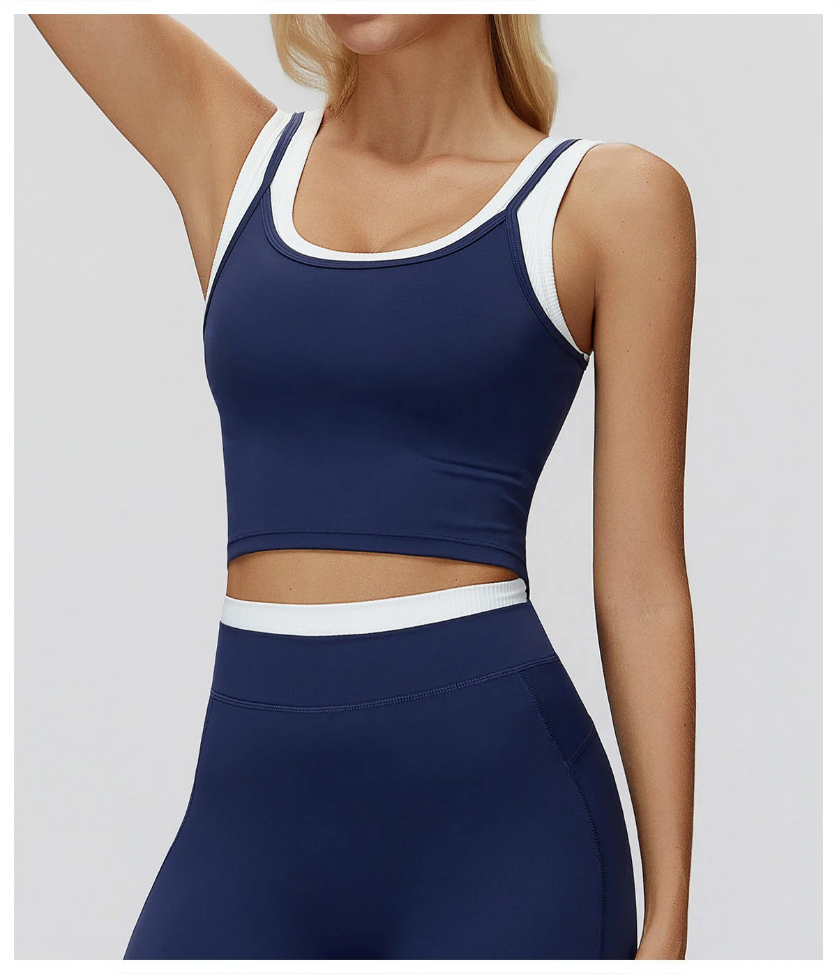  Logo Custom Hot Color Blocking Sale Yoga Women's Clothing Vest Yoga Top Workout Fitness Nylon + Spandex