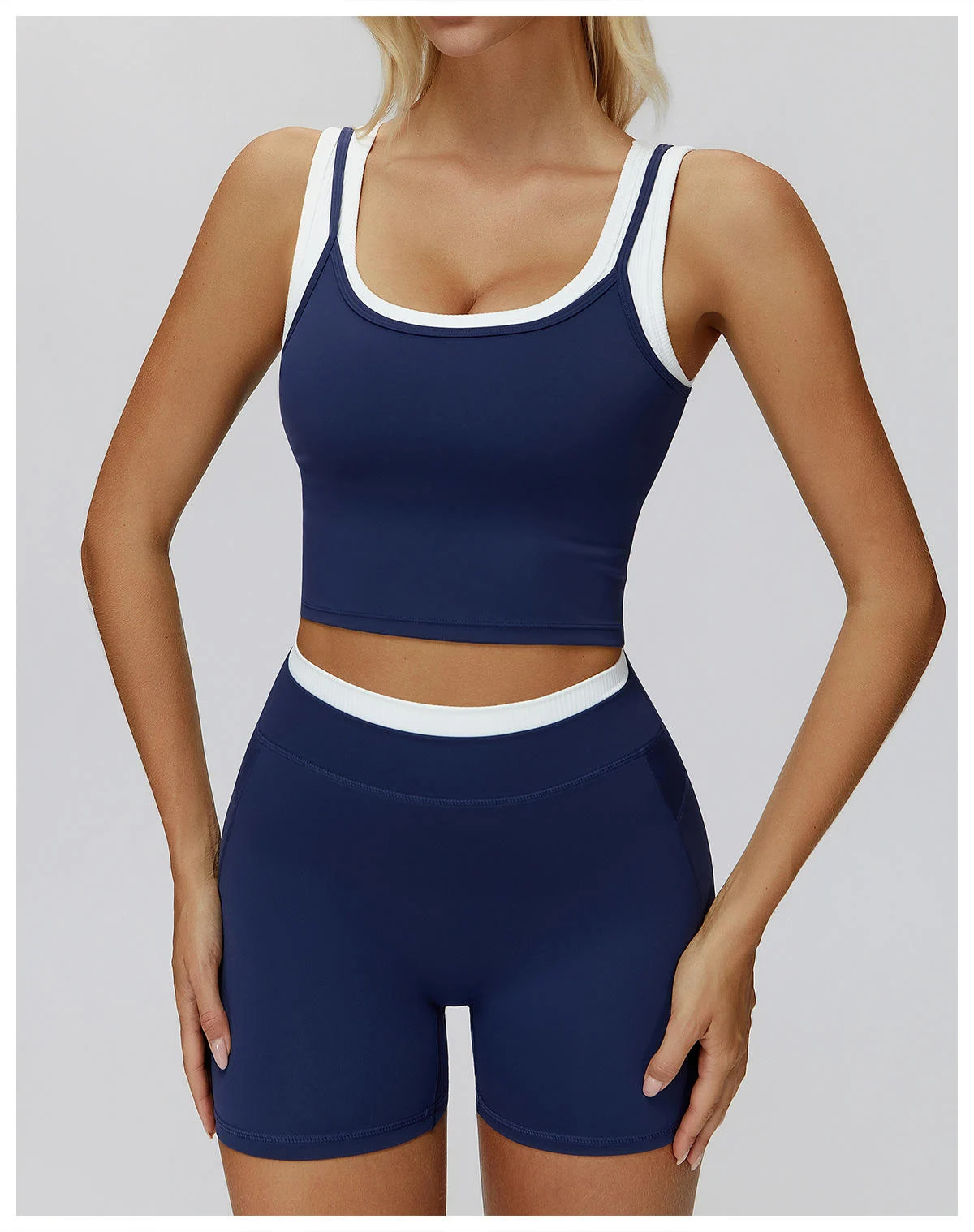  Logo Custom Hot Color Blocking Sale Yoga Women's Clothing Vest Yoga Top Workout Fitness Nylon + Spandex