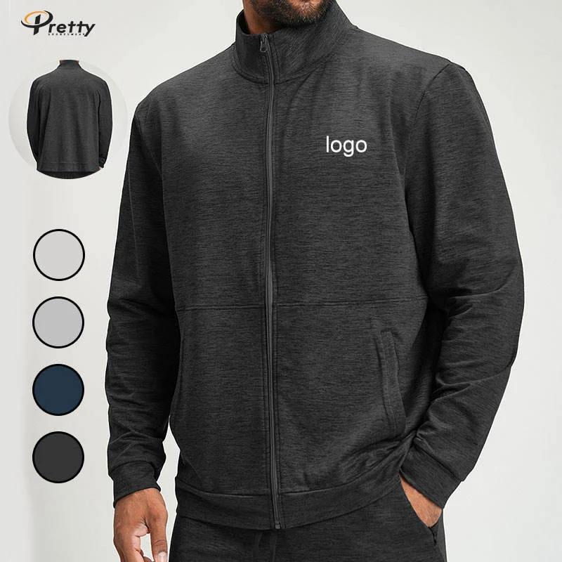 Men's Sports Fitness Yoga Knitted Two-Tone Jacket Outdoor Commuting Hiking Skin-Friendly Breathable Jacket Customize Logo