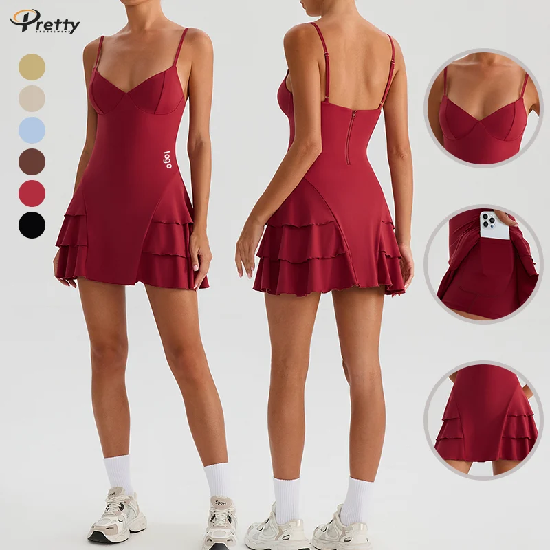 Women's Sports Skirt Shorts Tennis Skirt Set Camisole Yoga Clothing Fresh Breathable Comfortable Sports Short Skirt Clothing
