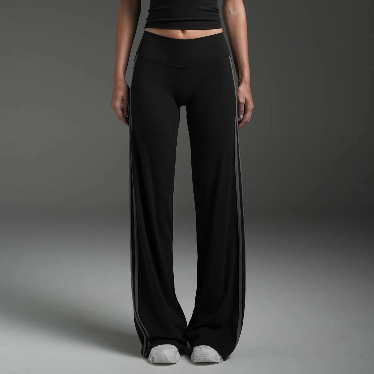 Spring Autumn New Women's High Waist Sports Pants Breathable Contrast Color Stripe Casual Pants Flat Wide Pants & Trousers