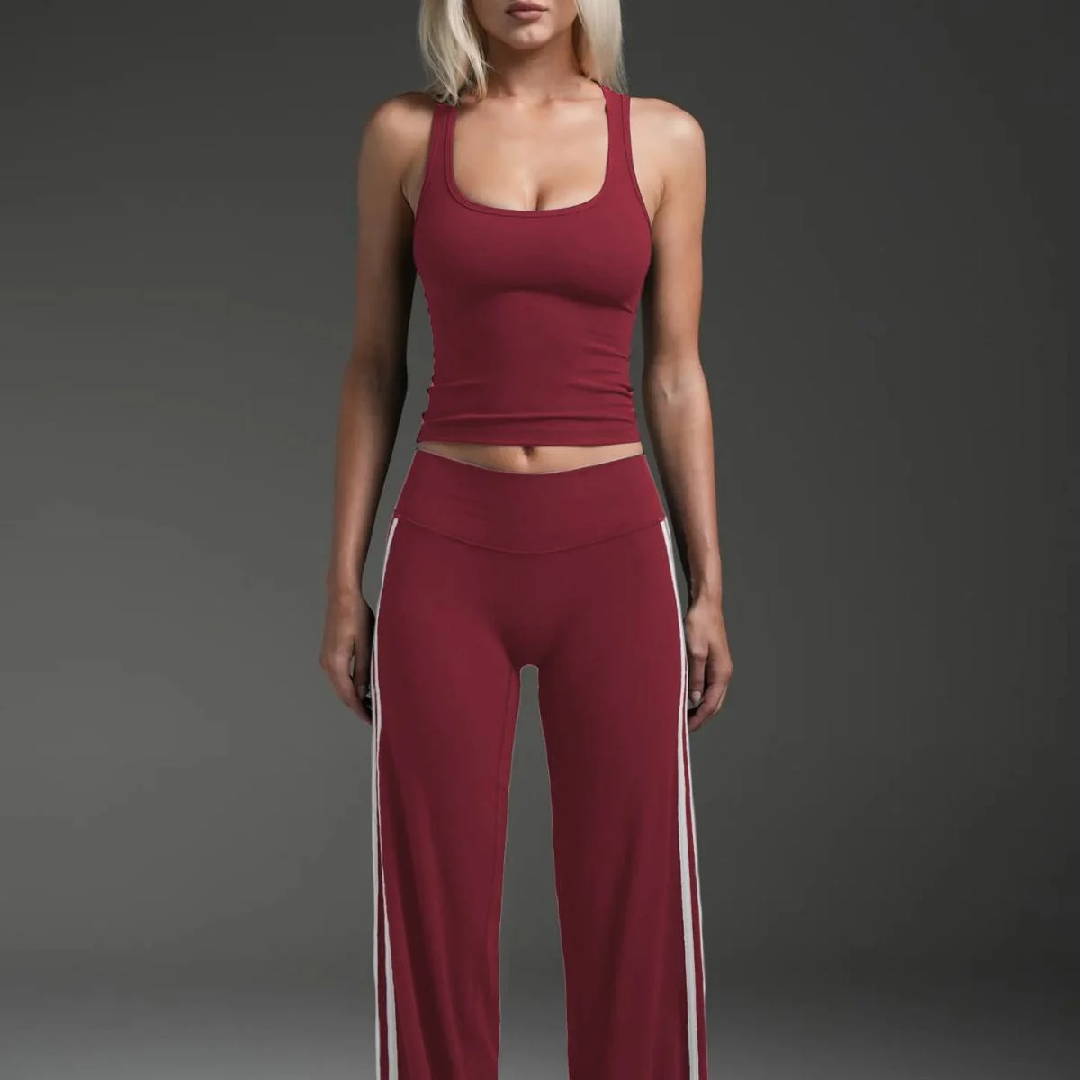 Spring Autumn New Women's High Waist Sports Pants Breathable Contrast Color Stripe Casual Pants Flat Wide Pants & Trousers