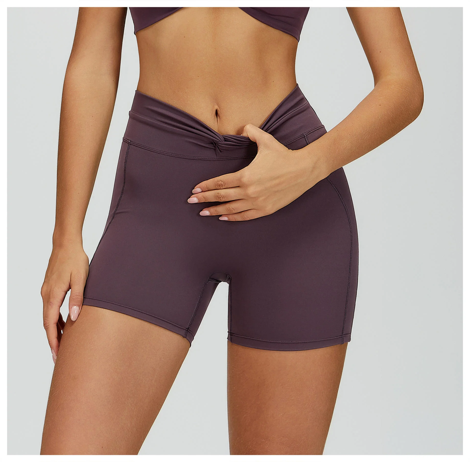 New Design Breathable Quick Dry Nylon-spandex Fabric Women's Yoga Shorts Fitness Sports Running Shorts Workout Short Pants