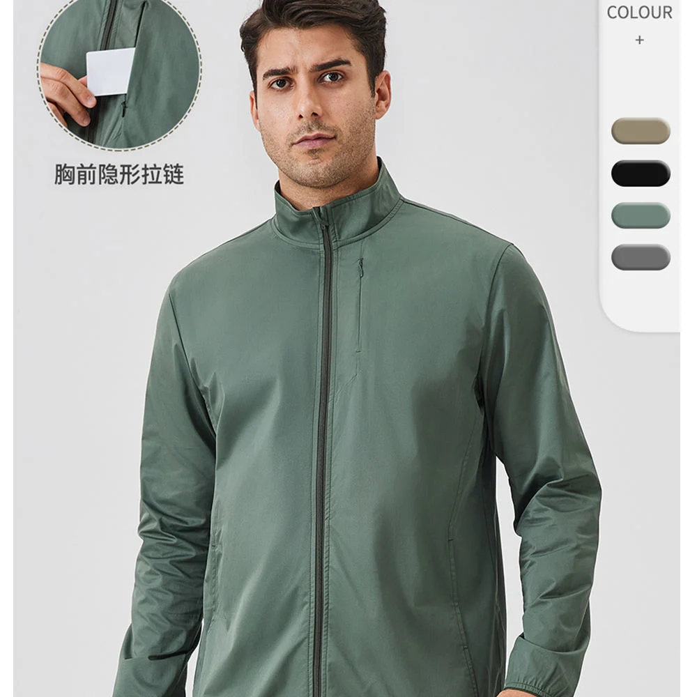 Plus Size Men'S Jackets Autumn Winter Outdoor Windproof Zipper Stand Collar Coats Man Long Sleeve Running Outwears Sportswear