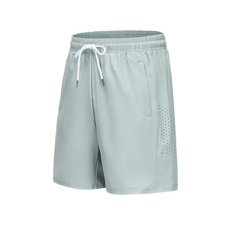 Men'S Breathable Hole Knee Length Running Shorts Lightweight Quick Dry Sports Shorts Man Fitness Wear Training Shorts