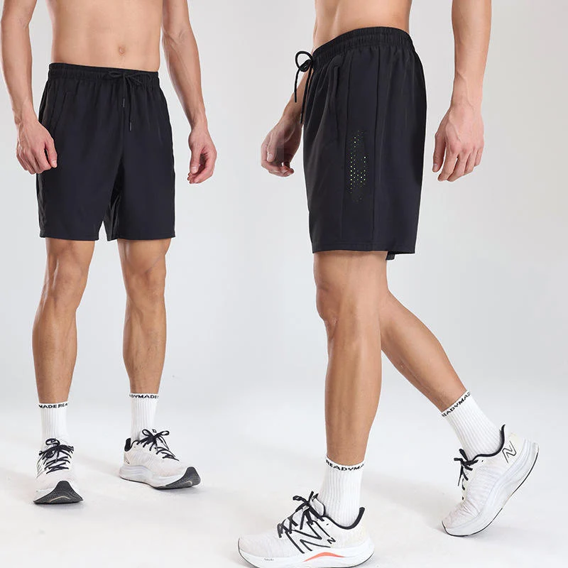 Men'S Breathable Hole Knee Length Running Shorts Lightweight Quick Dry Sports Shorts Man Fitness Wear Training Shorts