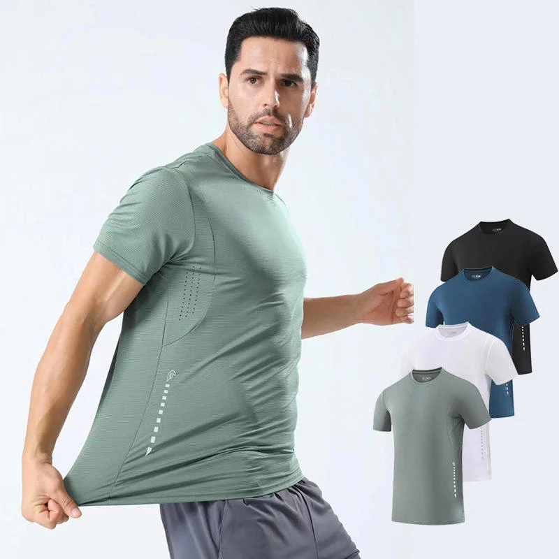 Men'S Plus T Shirts Round Collar Quick Dry Sports Tees Outdoor Running Workout Tops Gym Fitness Tee Man Active Wear Custom Logo
