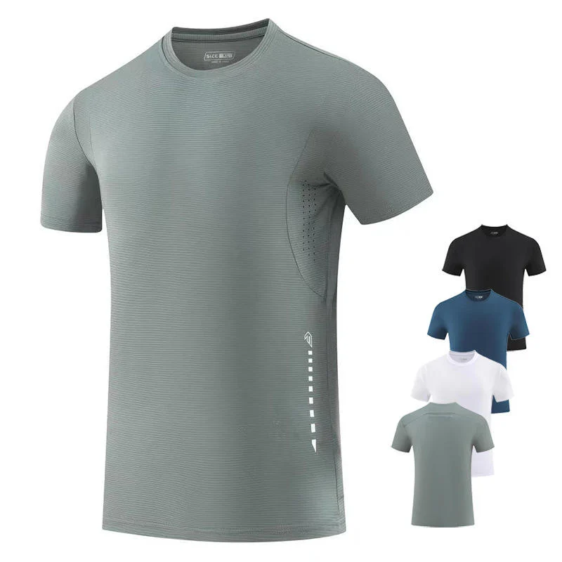 Men'S Plus T Shirts Round Collar Quick Dry Sports Tees Outdoor Running Workout Tops Gym Fitness Tee Man Active Wear Custom Logo