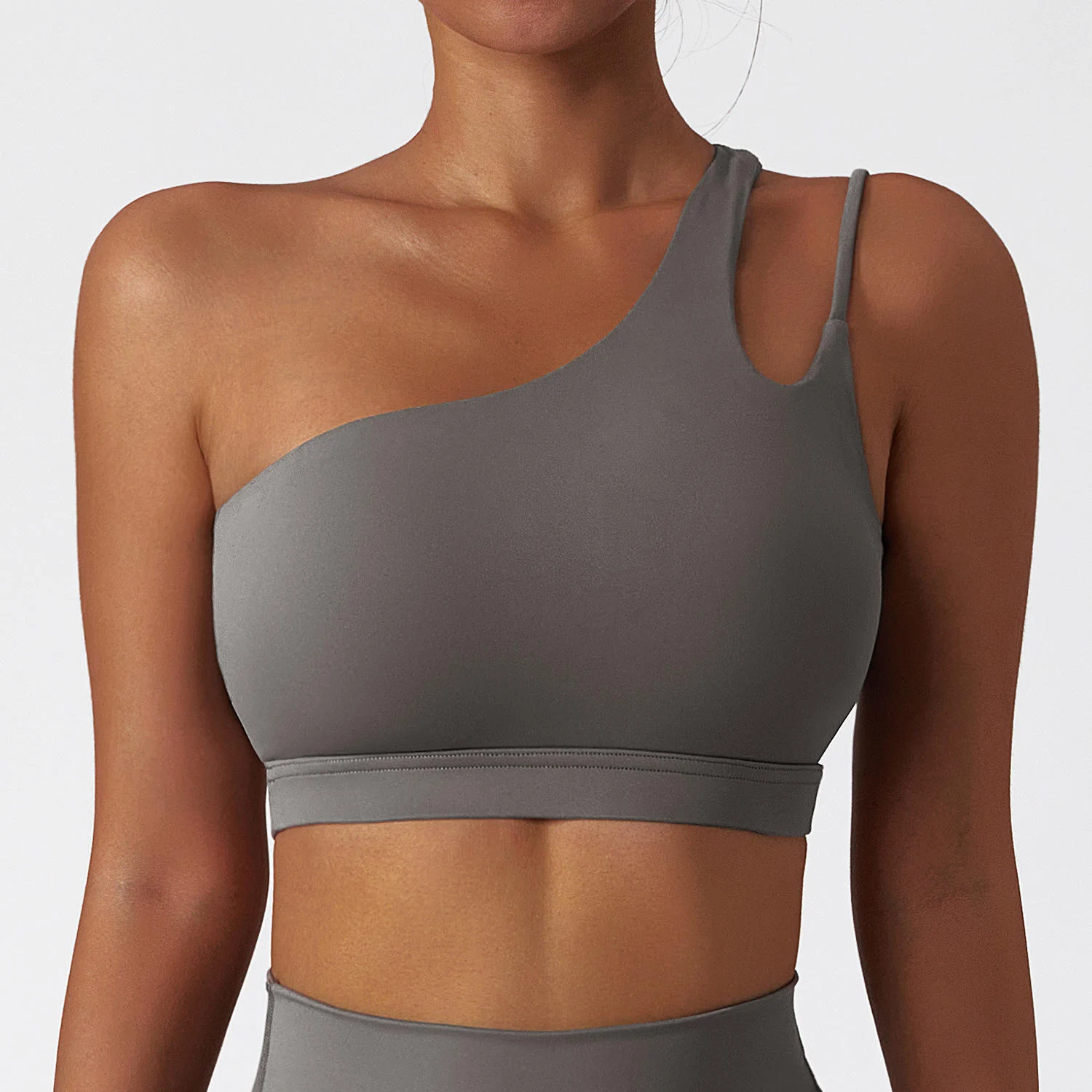 New Women's One Shoulder Yoga Bra Naked Feel High Support Quick Dry Breathable Moisture-Wicking Running Workout Fitness Tank