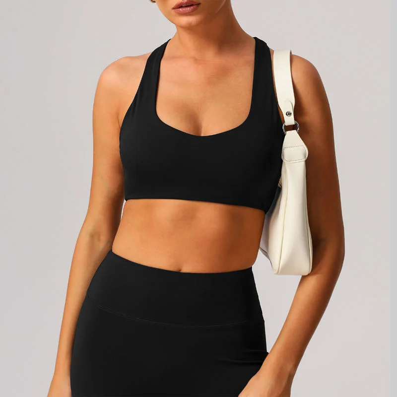 New Light Support Crisscross Back Strap Running Sports Bra Racerback Yoga Bra Breathable Quick Dry Workout Yoga Bra for Women