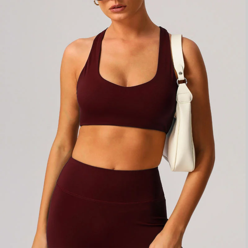 New Light Support Crisscross Back Strap Running Sports Bra Racerback Yoga Bra Breathable Quick Dry Workout Yoga Bra for Women
