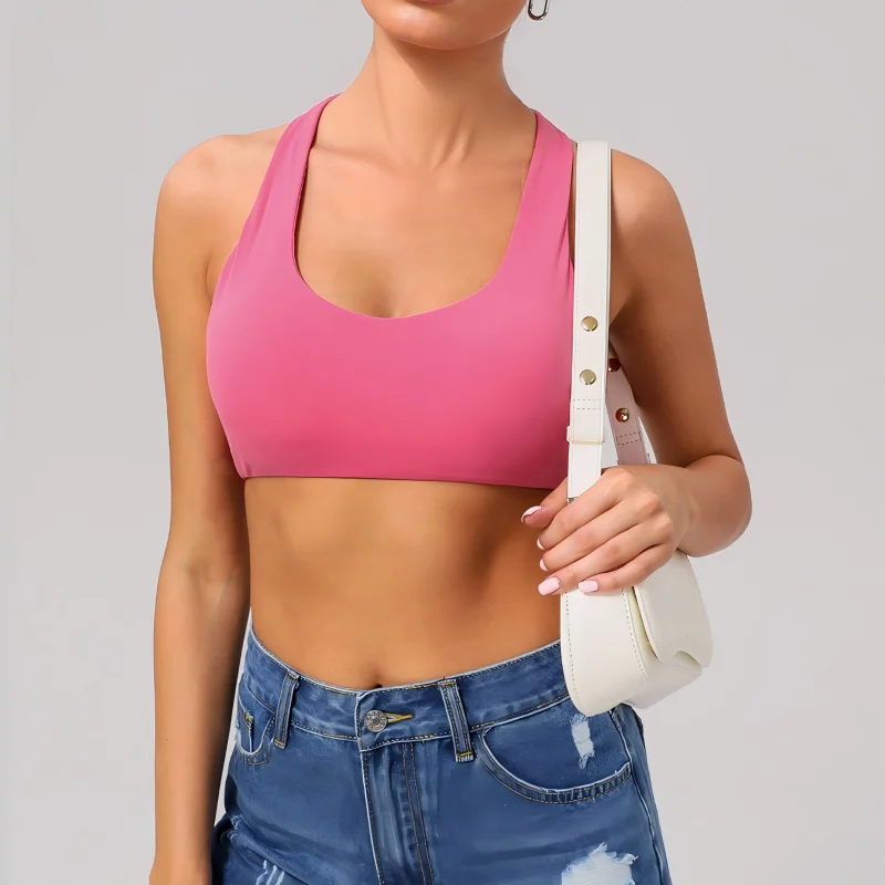 New Light Support Crisscross Back Strap Running Sports Bra Racerback Yoga Bra Breathable Quick Dry Workout Yoga Bra for Women