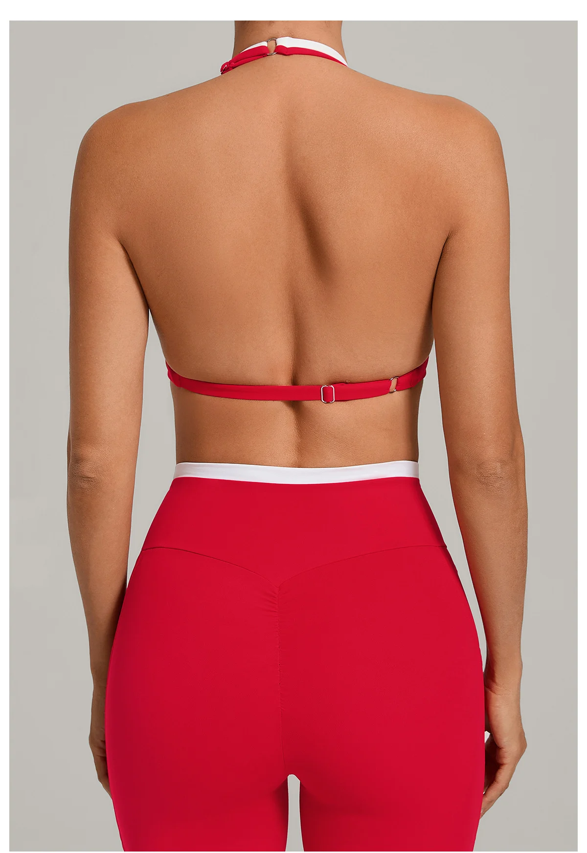 Contrast Color Bra Two-Piece Breathable High Support Halter Neck Tight-Fitting Color Blocking Sports Bra for Running Fitness