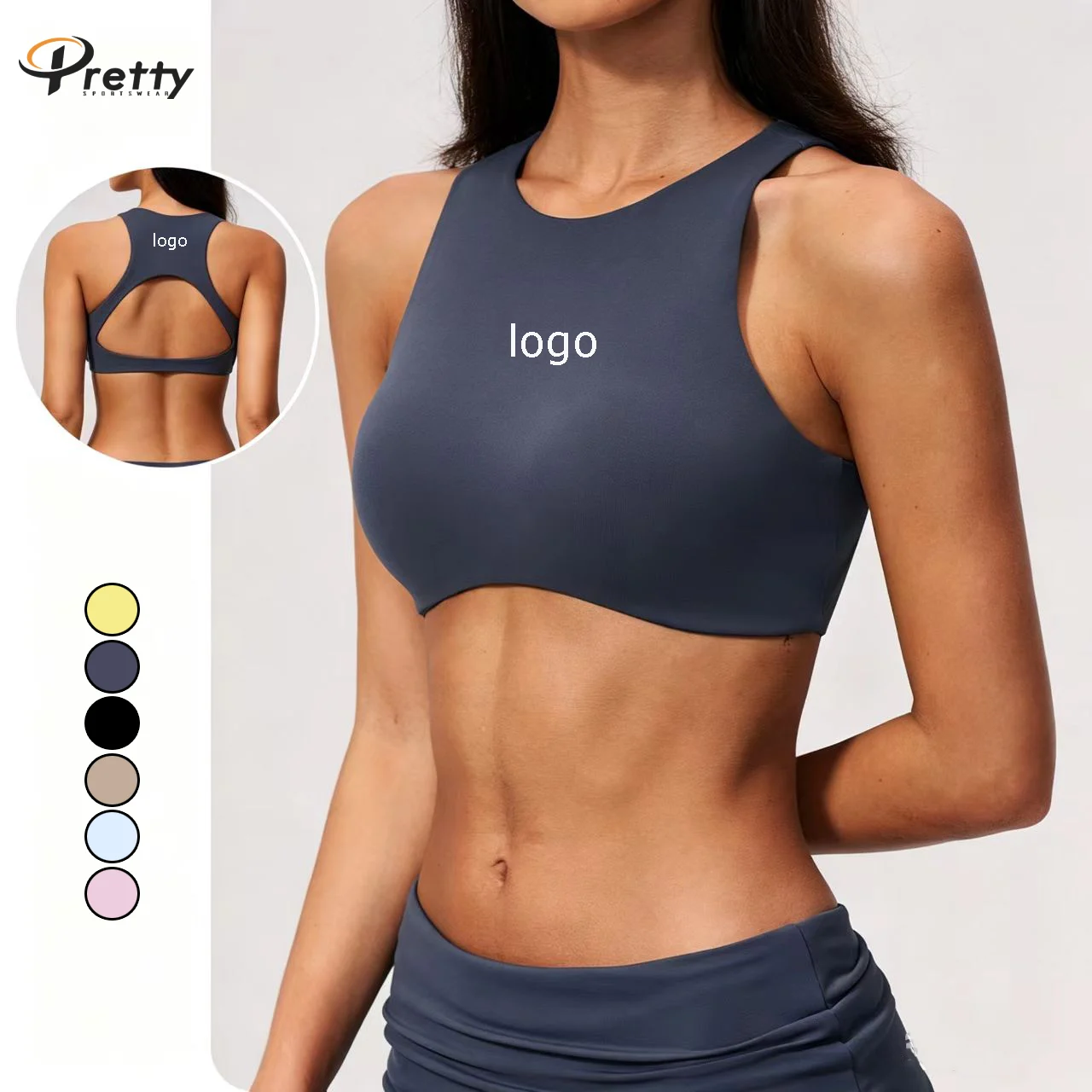 Wholesale Women's Sportswear Active Crop Top Workout Yoga Bra Open Back Fitness Vest With Pad Lightweight Hollow-Out Tank Top