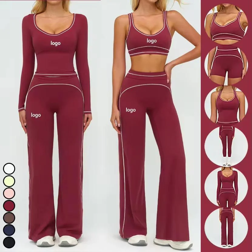 6PCS Yoga Sets Womens Clothing Gym Fitness Sportswear Push Up Sexy Sports Bra High Waist Yoga Leggings for Women Leisurewear