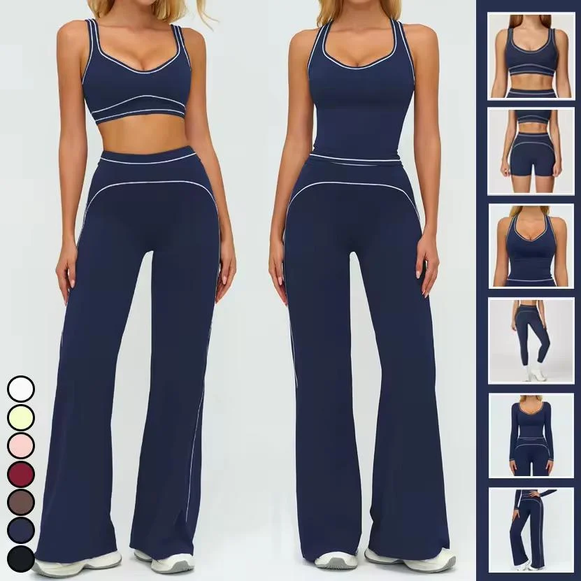 6PCS Yoga Sets Womens Clothing Gym Fitness Sportswear Push Up Sexy Sports Bra High Waist Yoga Leggings for Women Leisurewear