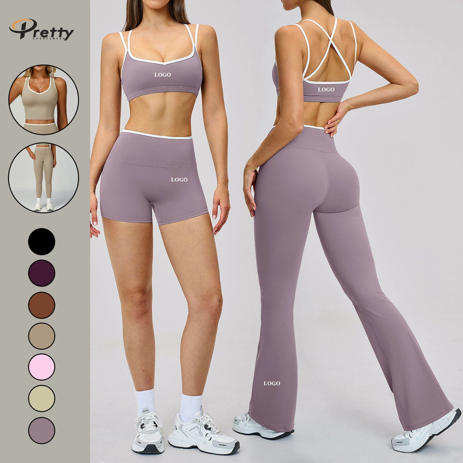 Custom 4PCS Solid Front Yoga Sets Womens Gym Fitness Quick Dry Colour Block Workout Sexy Sports Bra High Waist Yoga Leggings
