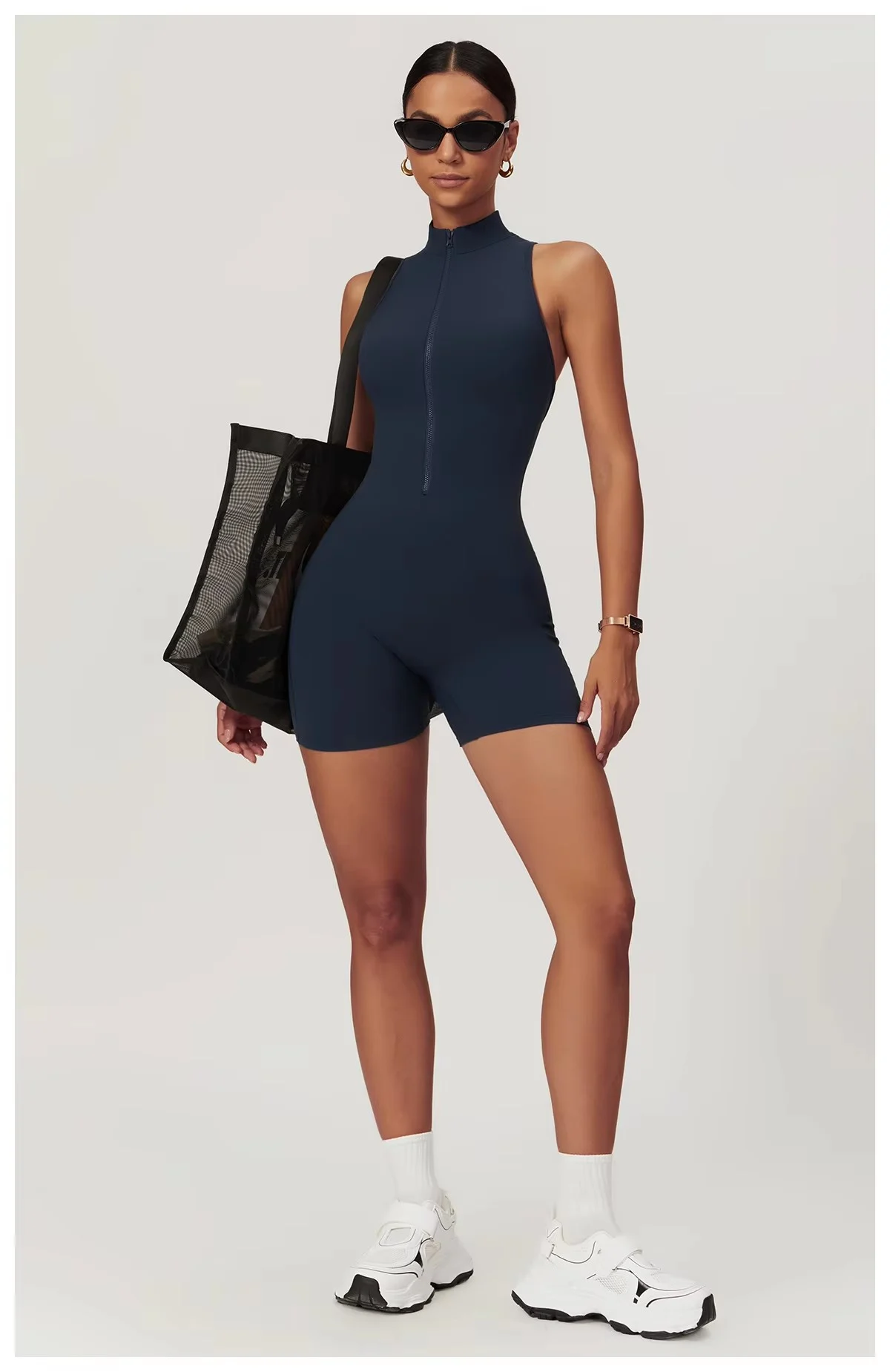 Yoga Clothes Custom Logo Jumpsuit Active Wear Women Fitness Wear Zipper One-piece Short Sexy Yoga Clothes