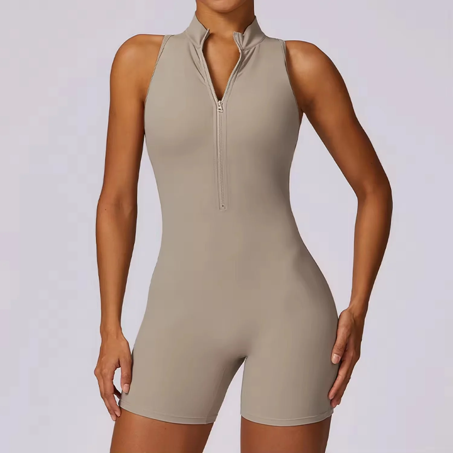 Yoga Clothes Custom Logo Jumpsuit Active Wear Women Fitness Wear Zipper One-piece Short Sexy Yoga Clothes