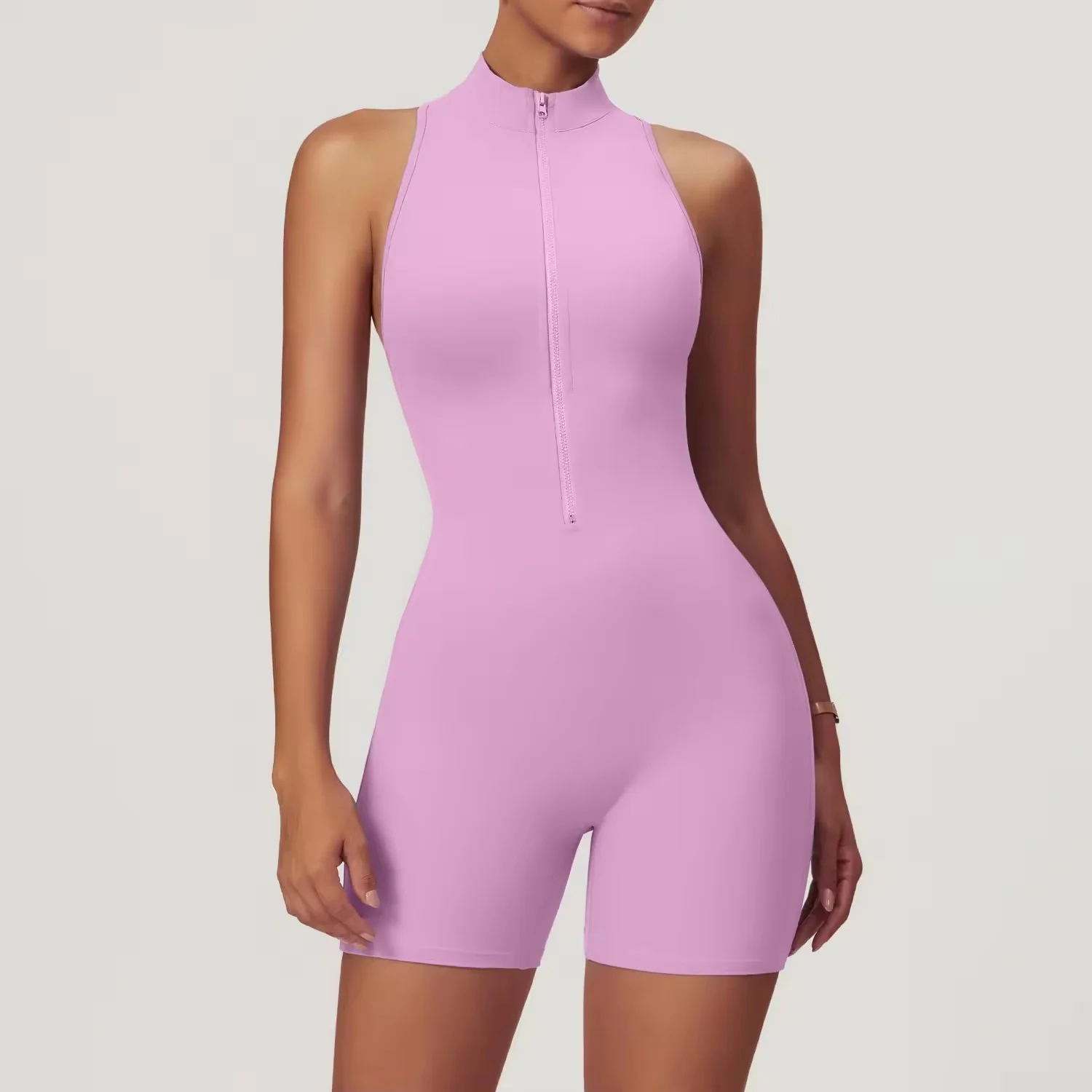 Yoga Clothes Custom Logo Jumpsuit Active Wear Women Fitness Wear Zipper One-piece Short Sexy Yoga Clothes