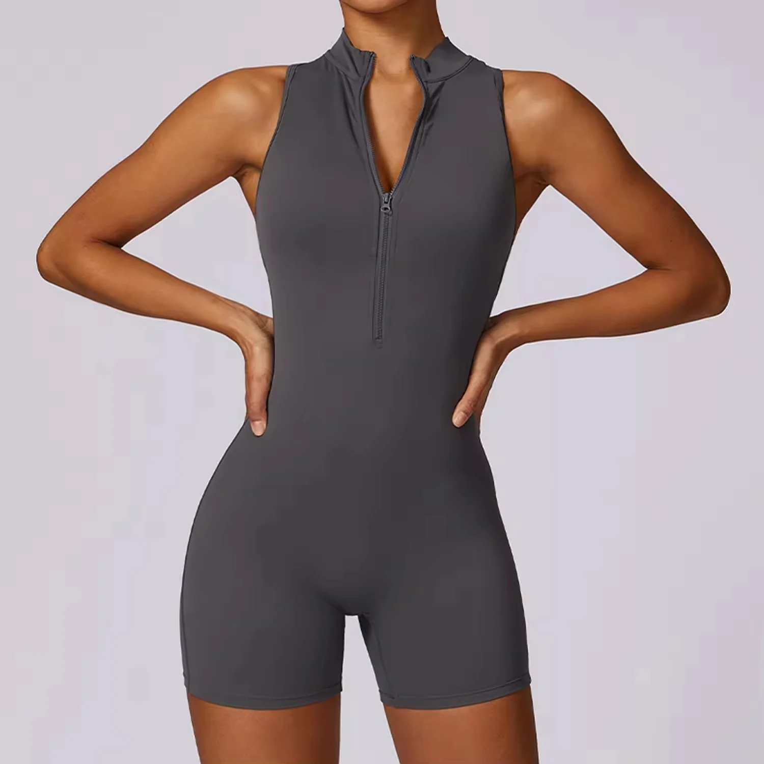 Yoga Clothes Custom Logo Jumpsuit Active Wear Women Fitness Wear Zipper One-piece Short Sexy Yoga Clothes